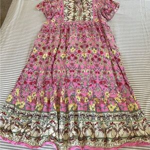 New Rusttydustty Ladies Pink Floral Boho Dress XL